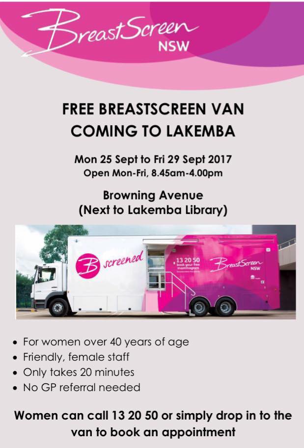Free Breast Screen Van Coming to Lakemba